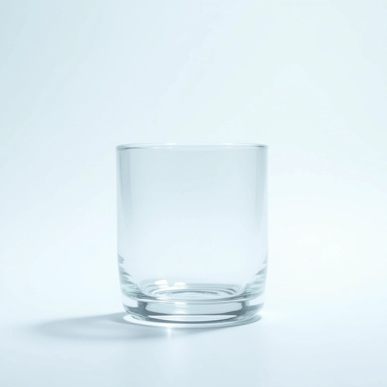 Recipiente de vidro transparente para vela infinita.