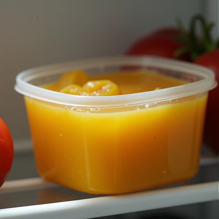 Requeijão caseiro armazenado na geladeira.