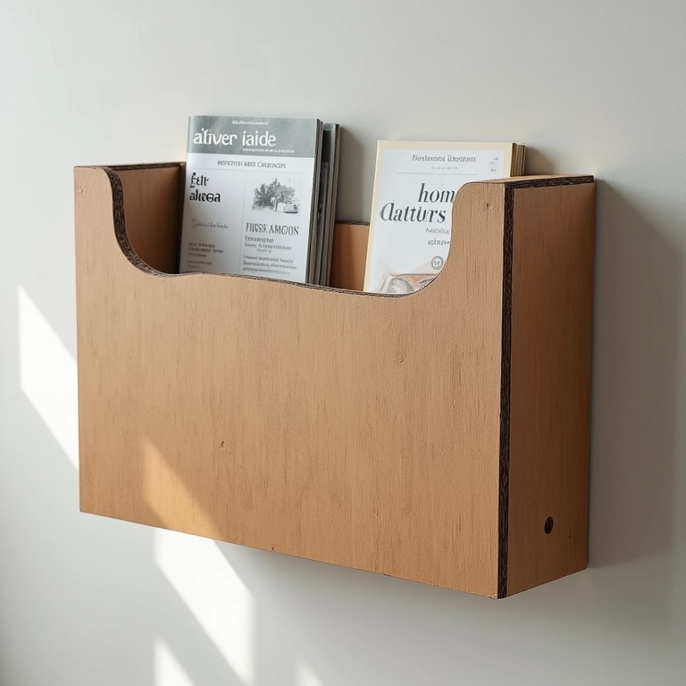 Revisteiro de parede feito com sobras de MDF em design brasileiro.