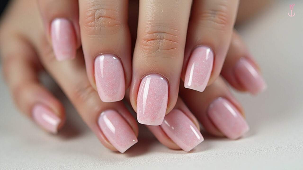 Rose marble effect nails, close-up, professional photography, 8K quality, sharp focus, Unhas rosê com efeito marmorizado.