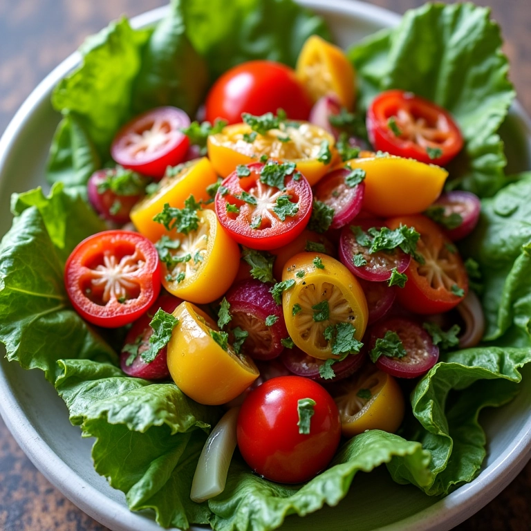 Salada de feijão fradinho com pimentões, cebola e ervas.