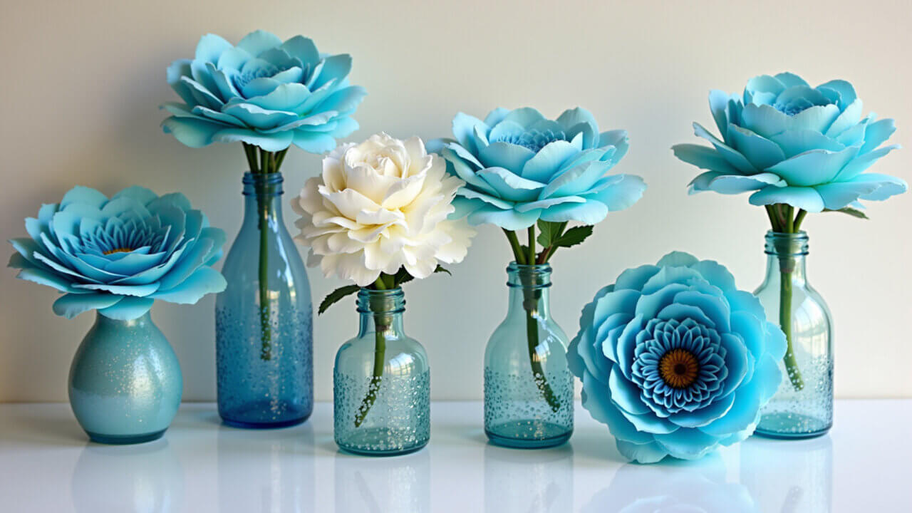 Decoração de casamento azul simples e barata com DIY.