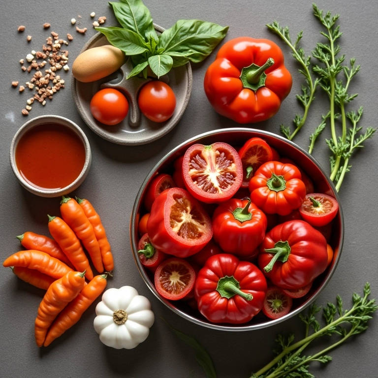 Tabela de ingredientes e proporções para molho de pimenta fermentado.