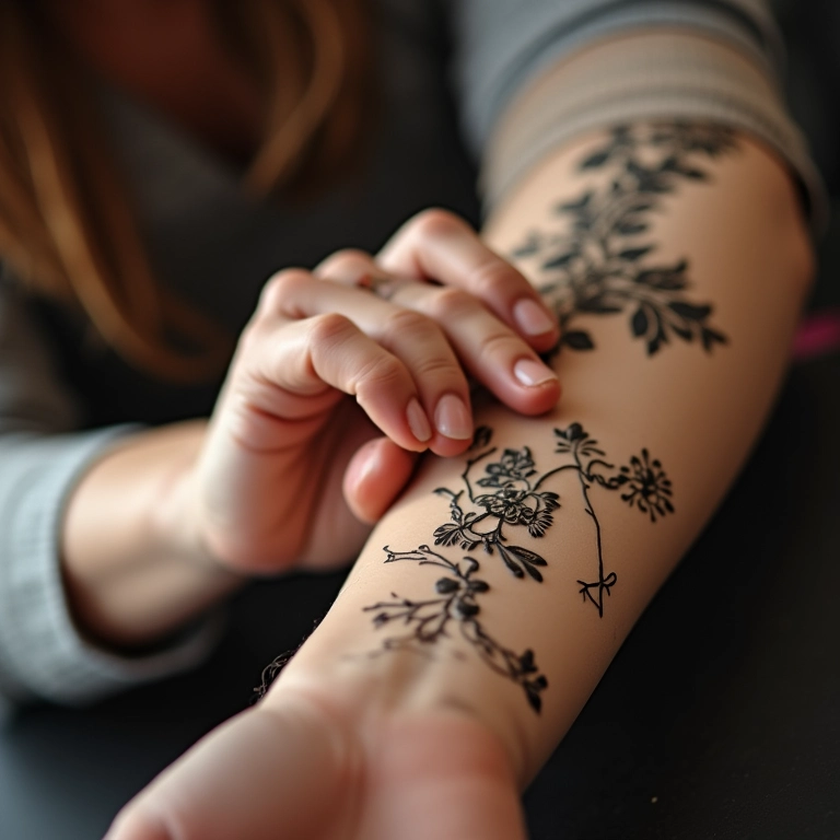 Teste de alergia à henna sendo realizado na pele.