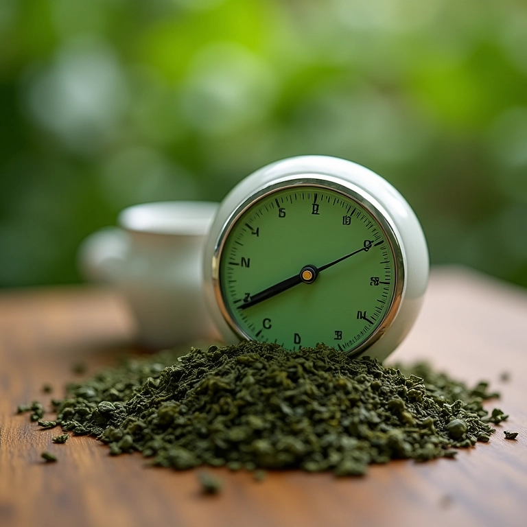Timer marcando o tempo de infusão do chá verde.