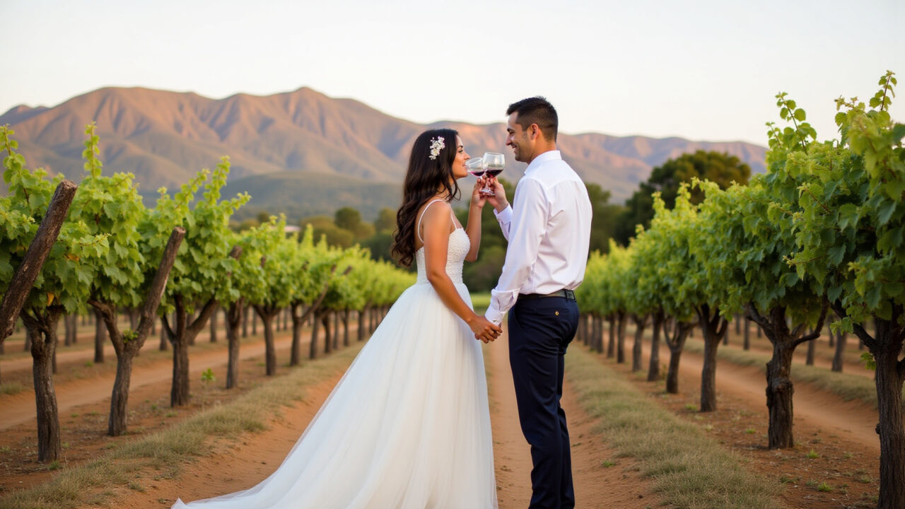 Urubici, Brazil honeymoon. Couple at a winery, tasting wine, mountain view. Professional Casal em Urubici degustando vinho com vista para as montanhas.