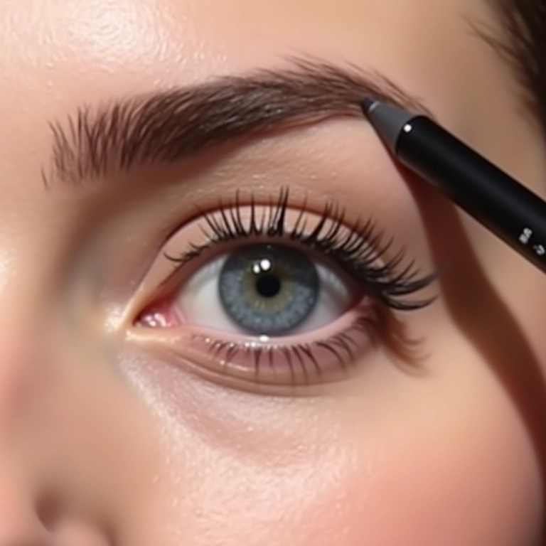 Usando o lápis para sobrancelhas Brow Precise Micro Pencil da Maybelline.