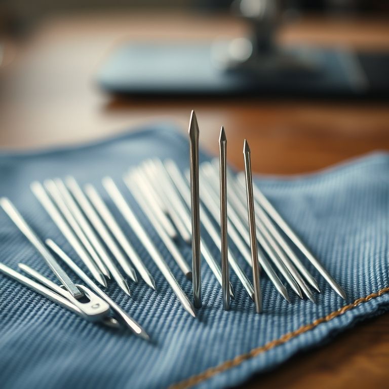 Variedade de agulhas para máquina de costura ideais para costurar jeans.