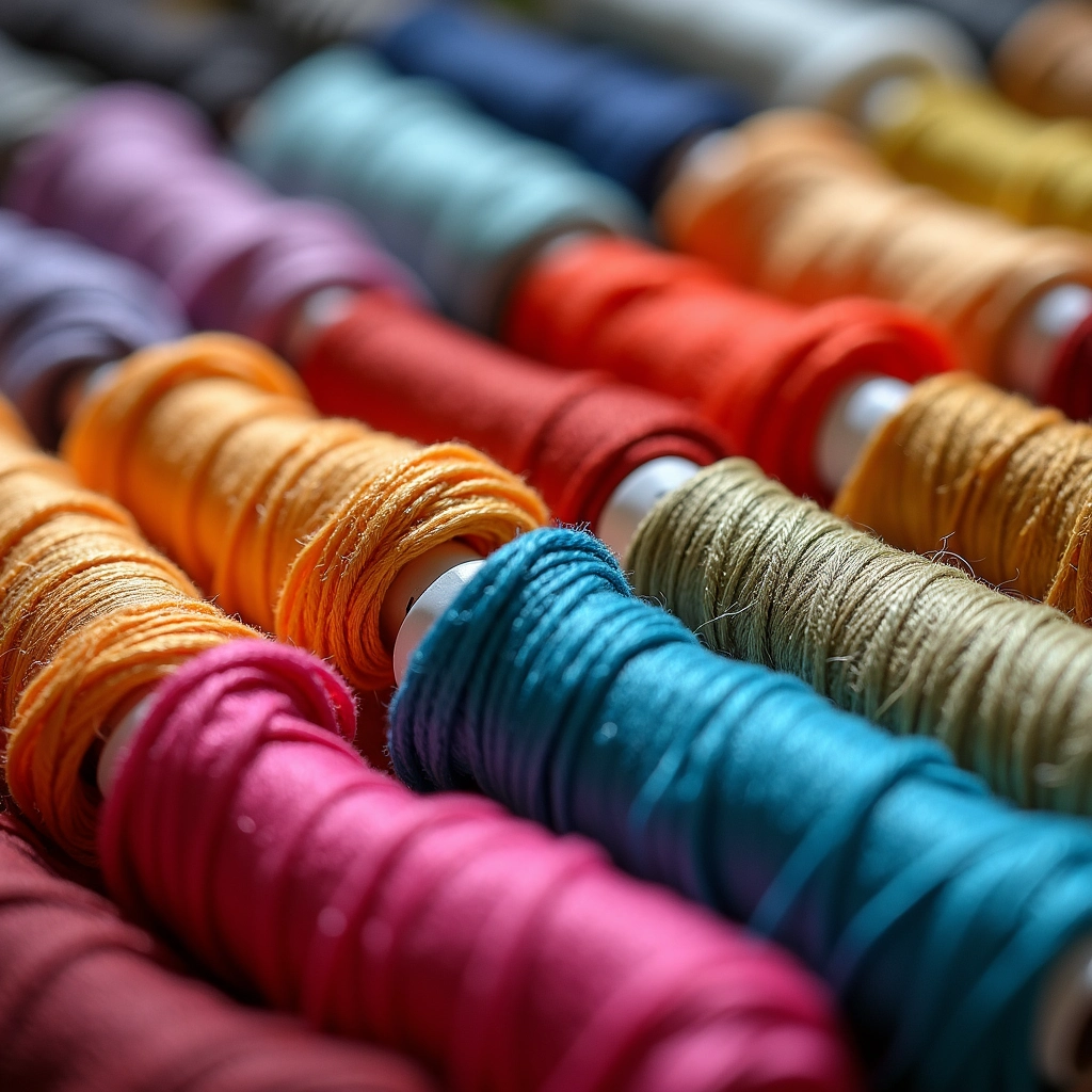Variedade de linhas coloridas para costurar malha.
