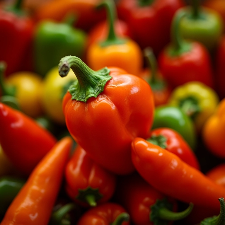 Variedade de pimentas para molho caseiro.