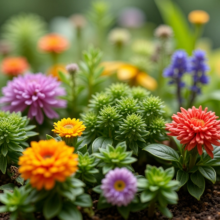 Variedade de plantas em miniatura para jardim de fadas.