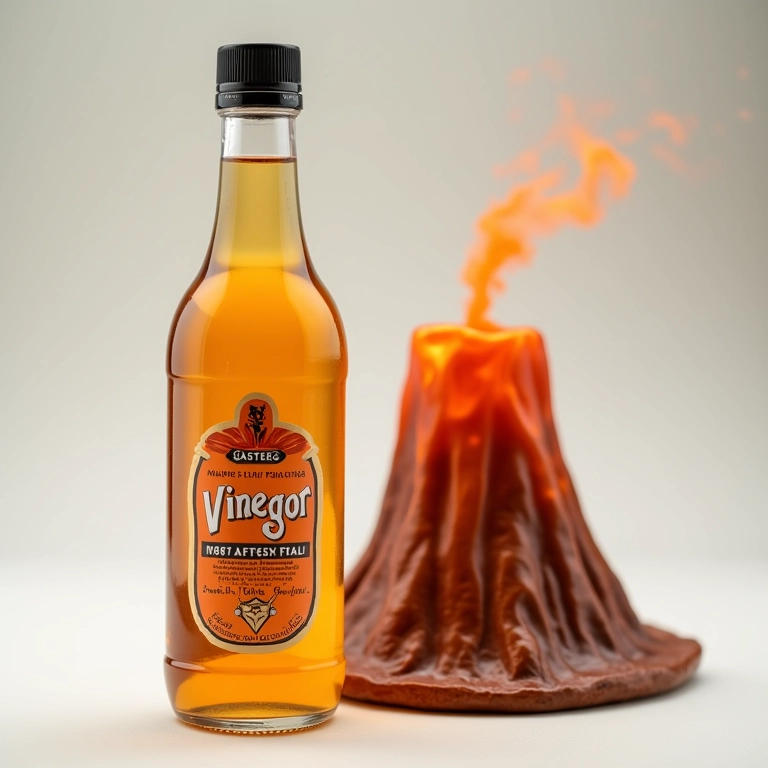 Vinagre de Álcool Castelo, o ácido que faz o vulcão explodir.