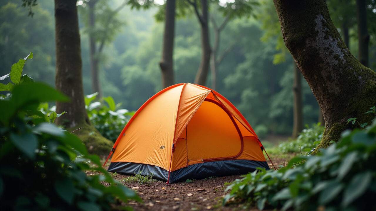 Barraca de camping impermeável.