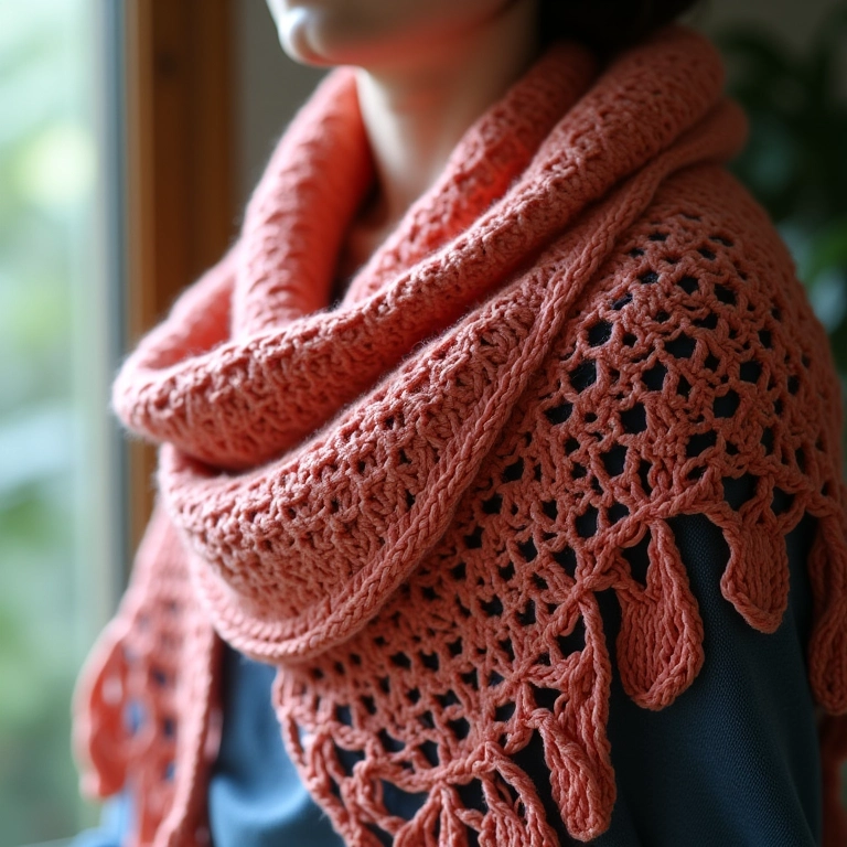 Xale de crochê com pontos fantasia: explore a criatividade.
