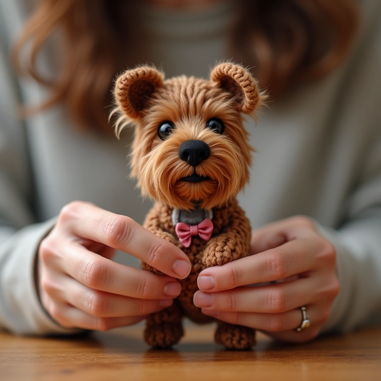 Yorkshire Terrier amigurumi pequeno e fofo.