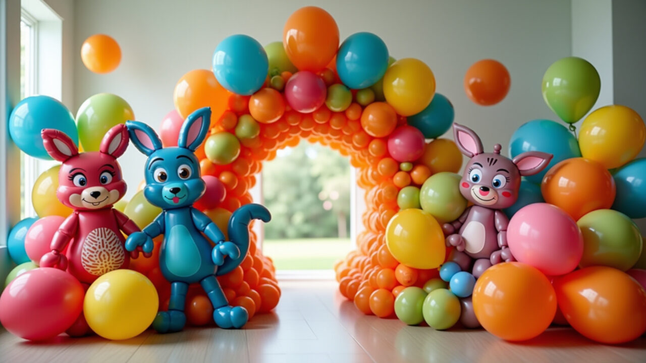 Balões coloridos decoração festa Zootopia.