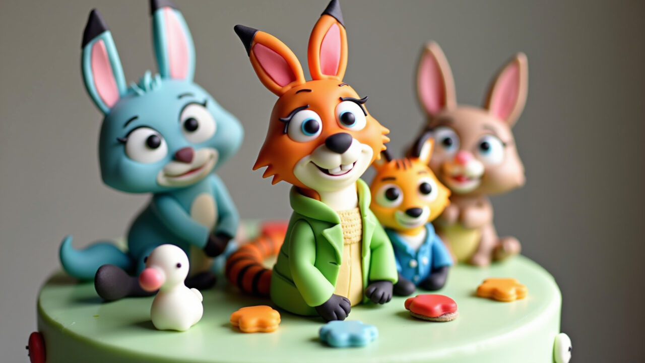 Bolo perfeito festa Zootopia, pasta americana.