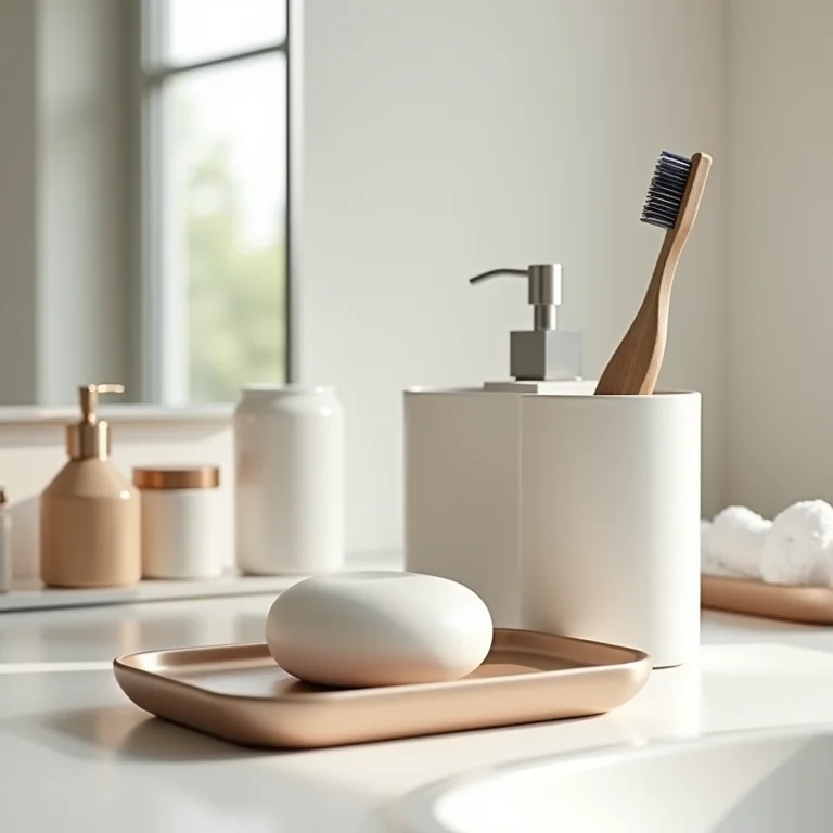 Acessórios funcionais e estilosos em banheiro pequeno