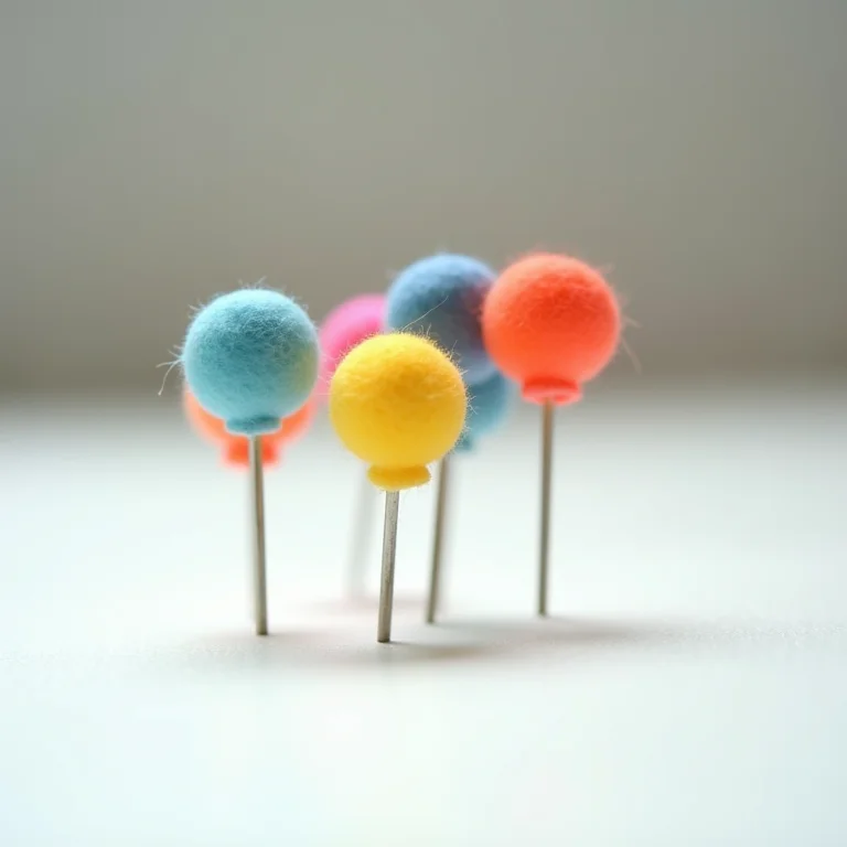 Alfinetes de cabeça colorida em uma mesa de costura branca.