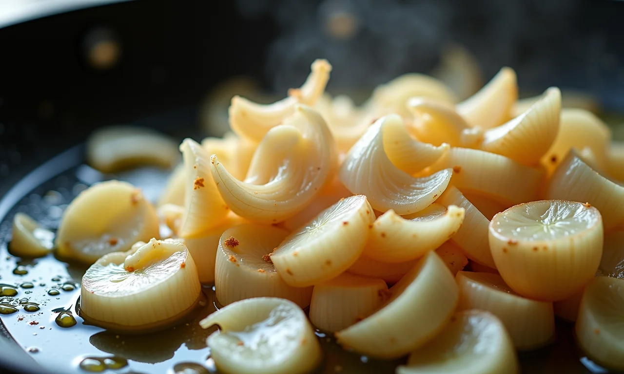 Alho e cebola refogados no azeite.