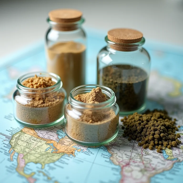 Amostras de diferentes materiais do fundo do mar em potes