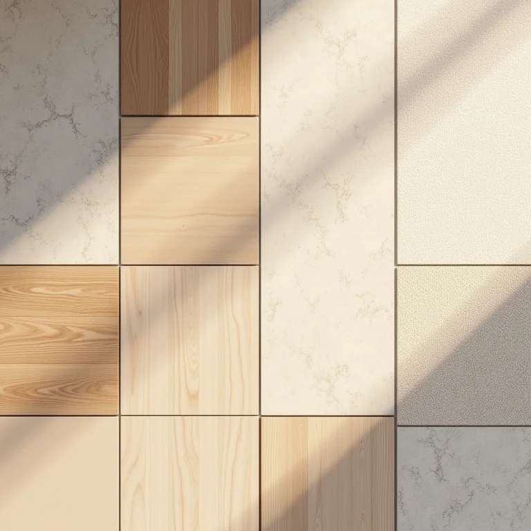 Amostras de diferentes tipos de pisos para avião particular.