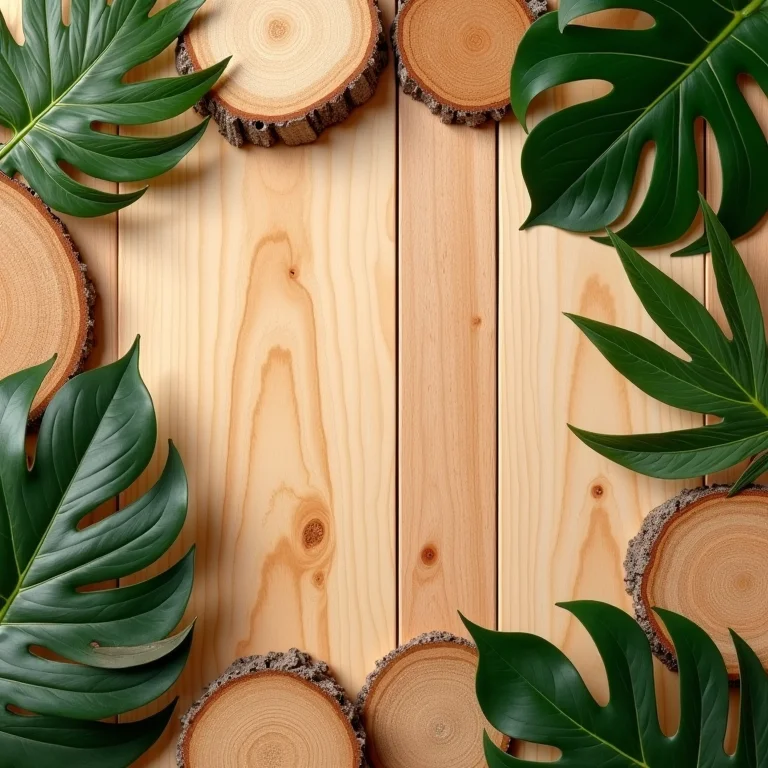 Amostras de madeira de eucalipto com selo de sustentabilidade