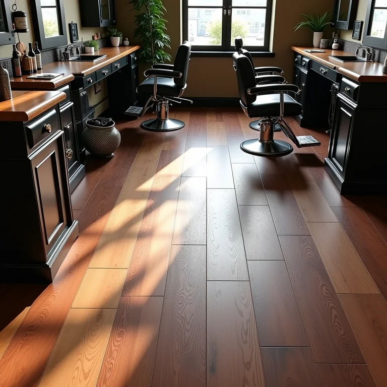 Amostras de piso vinílico para barbearia