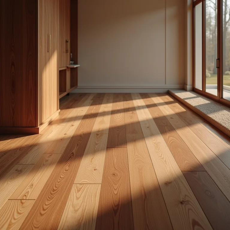 Amostras de pisos de madeira luxuosos com diferentes acabamentos.