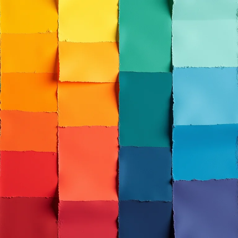 Amostras de tintas quentes e frias lado a lado