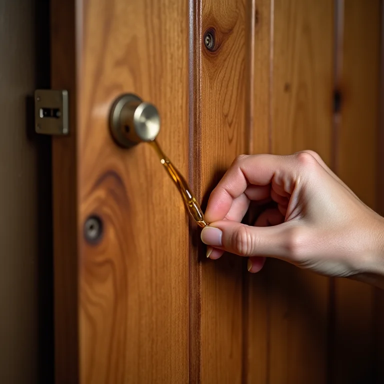 Aplicação de óleo natural em porta de madeira