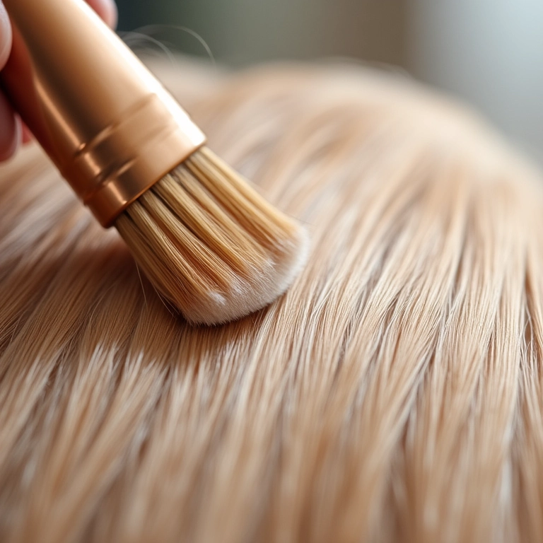 Aplicação uniforme do descolorante no cabelo.