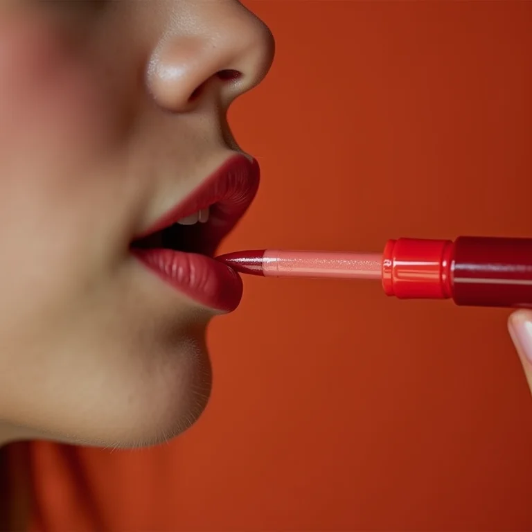 Aplicando gloss labial sobre o contorno