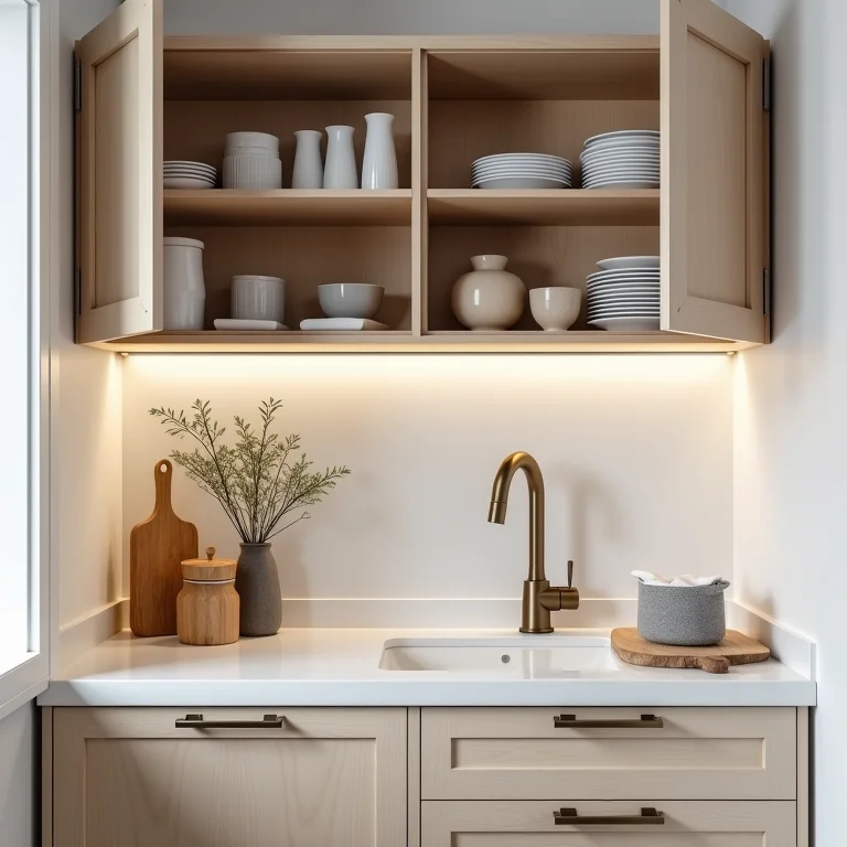 Armários planejados e funcionais em cozinha compacta