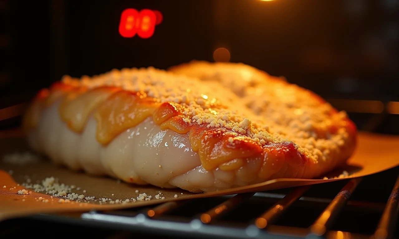 Bacalhau assando no forno.