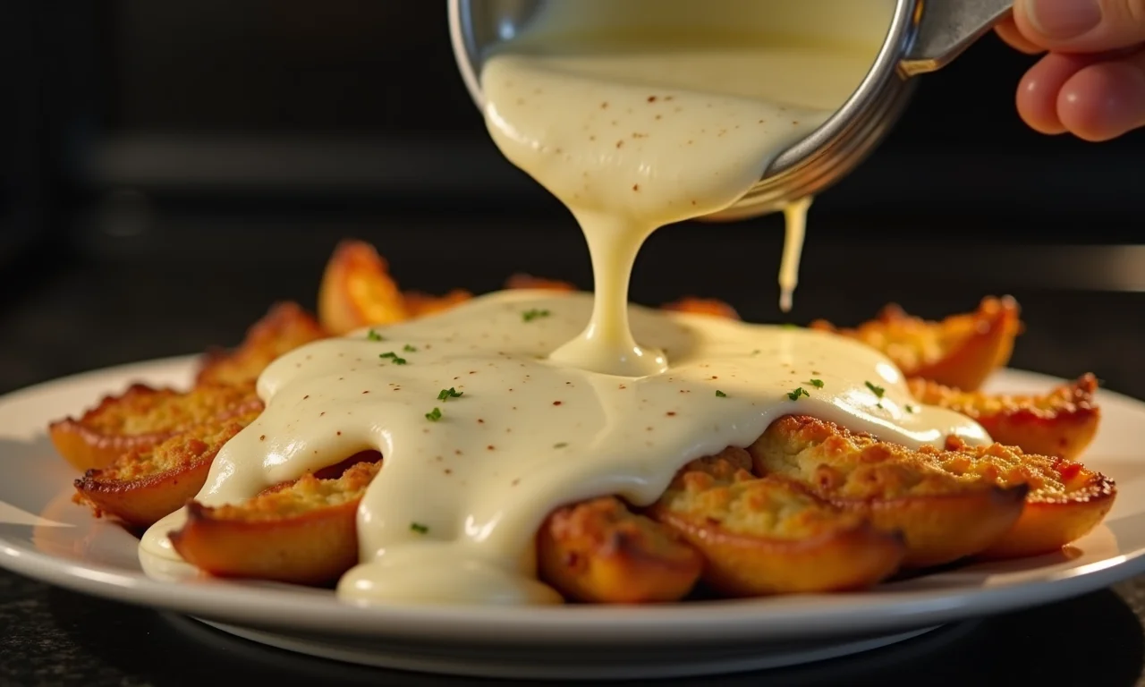 Bacalhau gratinado cremoso.