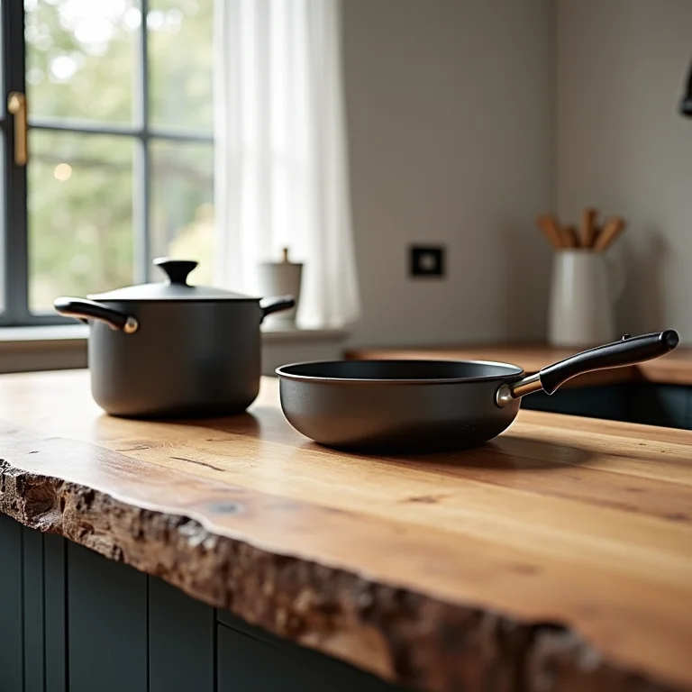 Bancada de madeira de demolição demonstrando durabilidade e resistência