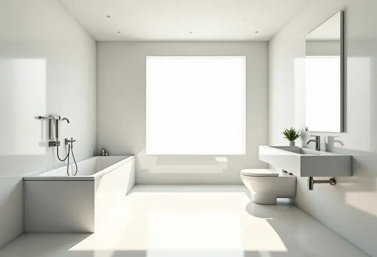 Banheiro acessível e moderno com luz natural