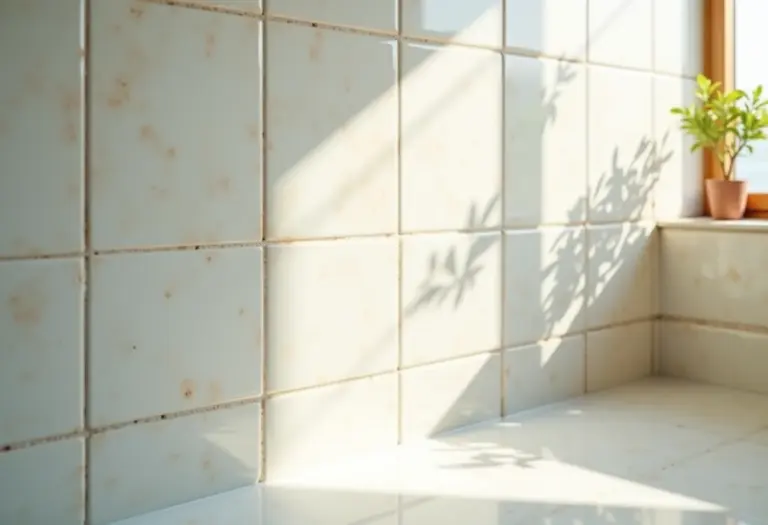 Banheiro com rejunte impecavelmente limpo, destacando o contraste com os azulejos.