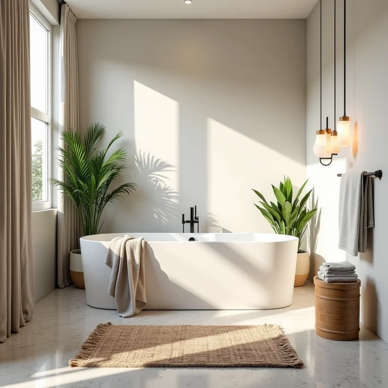 Banheiro decorado com tapete estiloso