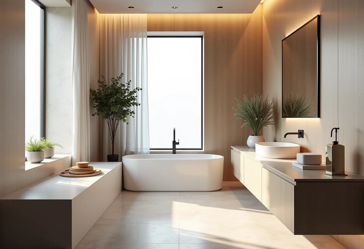 Tapete para banheiro: O segredo para um espaço mais seguro e elegante Banheiro moderno com tapete aconchegante