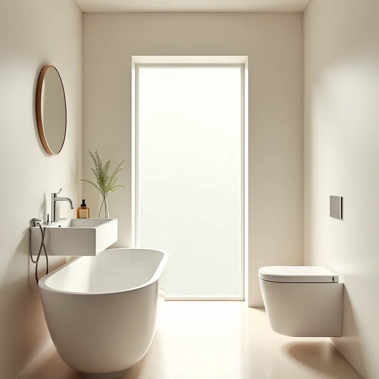 Banheiro pequeno com cores claras para ampliar o espaço