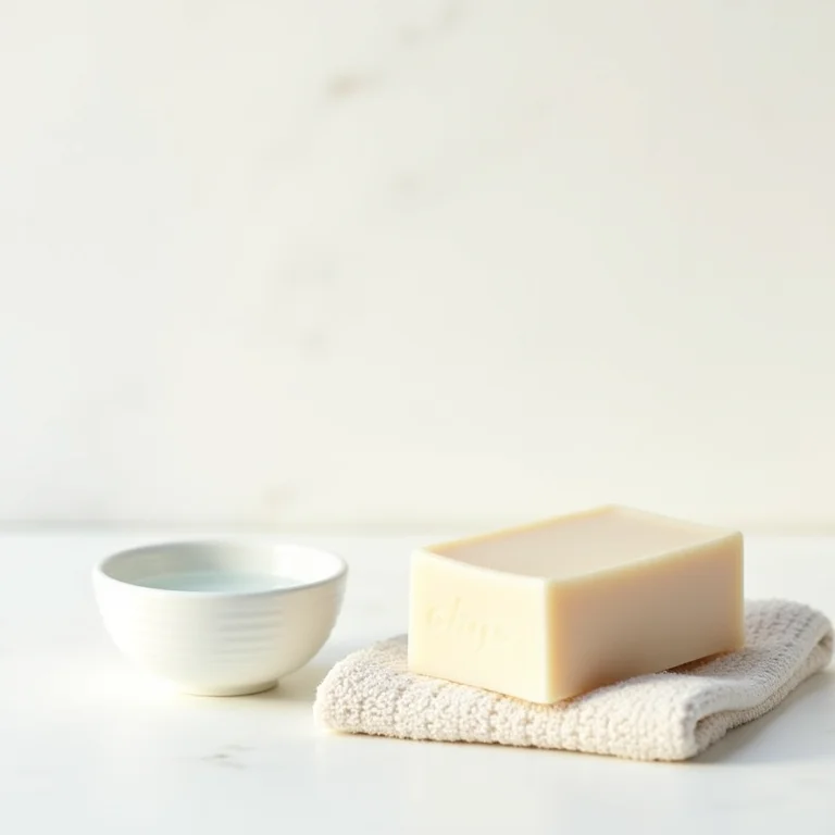 Barra de sabão neutro com pano e água para lavar lã