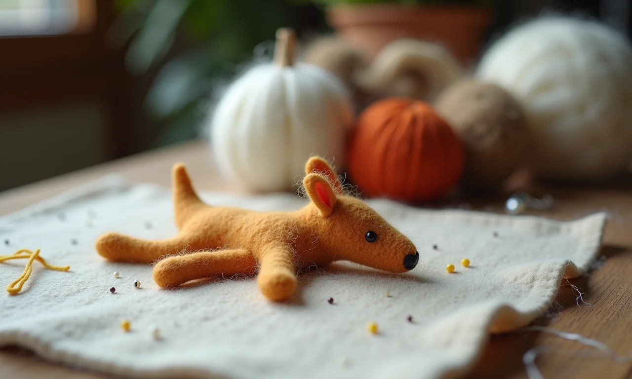 Base de feltragem com figura animal em andamento.