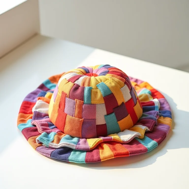 Base de peteca feita com retalhos coloridos.