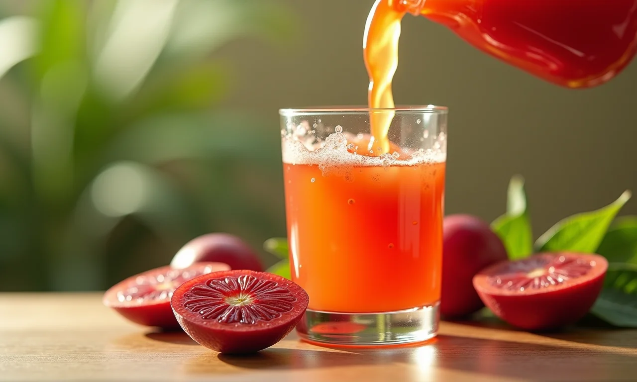 Bebida de bilimbi sendo servida, auxílio à digestão.