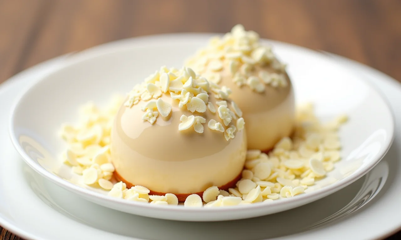 Beijinho com chocolate branco.