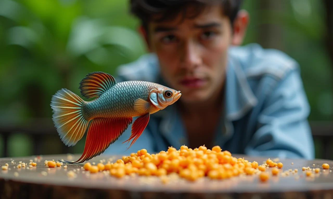 Betta recusando comida.