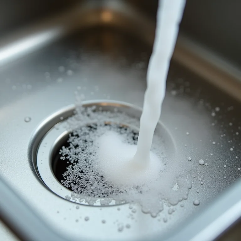 Bicarbonato e vinagre desentupindo a pia