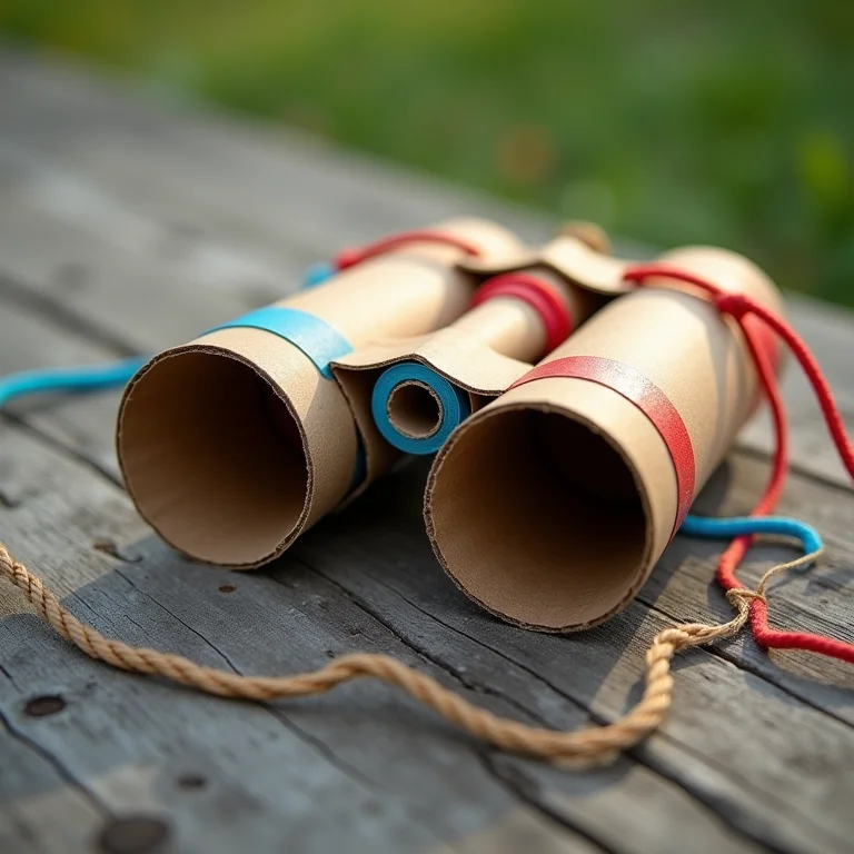 Binóculos de explorador feitos com rolos de papel para crianças